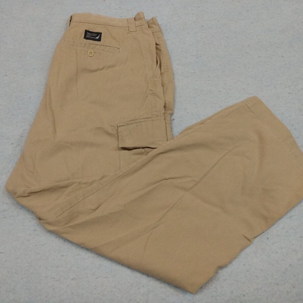 Wide Leg Khaki Cargo Pants - Nautica
